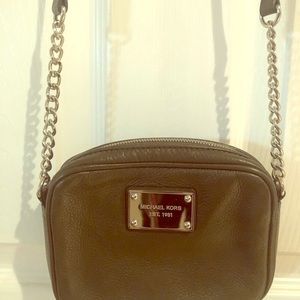 Michael Kors Olive Green with Silver Crossbody
